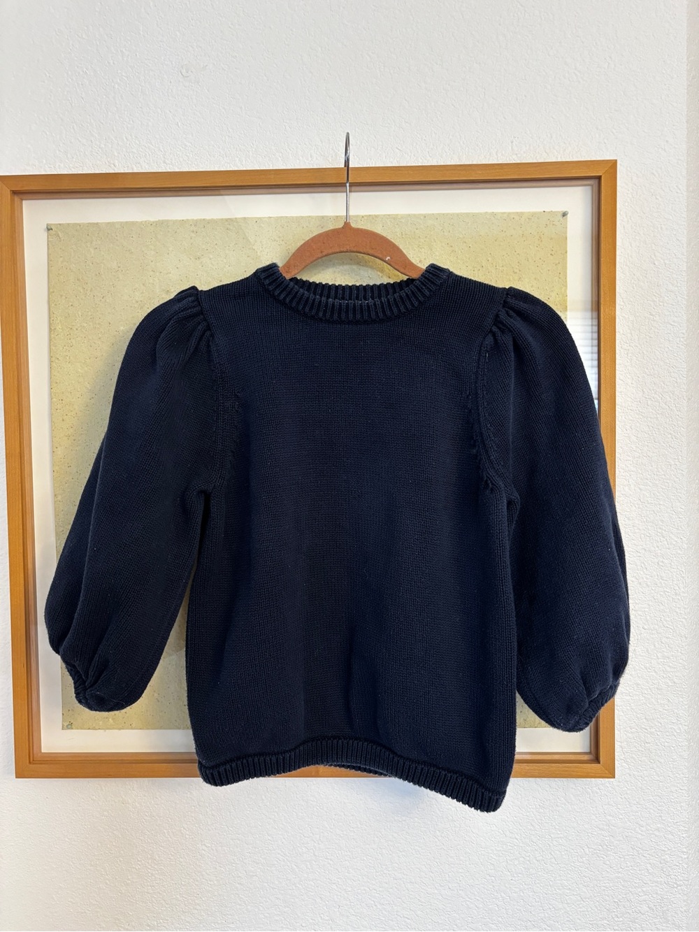 Demylee new york Bardot Classic Puff Sleeve Knit Sweater - Navy xs